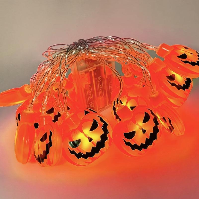 Halloween 10/20 LED Battery Powered String Lights With Ghost Witch Cat Pumpkin Spider Web Skeleton Mummy Pirate Shape Indoor