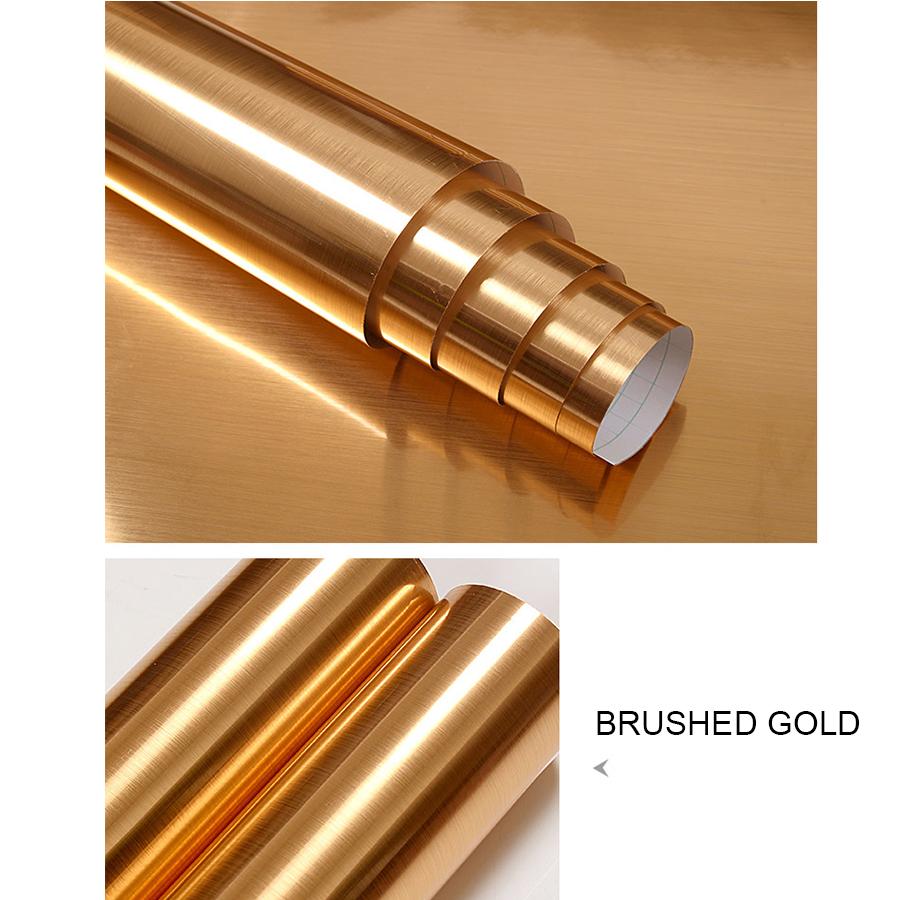 Thicken Brushed Metal Wallpaper Self-Adhesive Home Appliance Fridge Decorative Film Old Furniture Waterproof Renovation Stickers