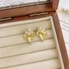 Amber Coffee French Retro Luxury Earrings - Women's Elegant Studs with Niche Design