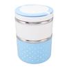 Bento Lunch Box Stainless Steel Lightweight PP Housing Double Layer Anti Leakage Food Lunch Container for Student Blue