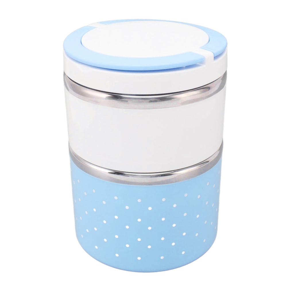 Bento Lunch Box Stainless Steel Lightweight PP Housing Double Layer Anti Leakage Food Lunch Container for Student Blue