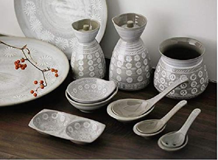 Ginpo Pottery Banko Ware Hliněný hrnec Šedý Extra hluboký hrnec č. 6 Hanamishima 21681