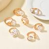 Pearl Ring Set For Women Geometric Vintage Baroque Design With Electroplated Finish For Fashion Jewelry