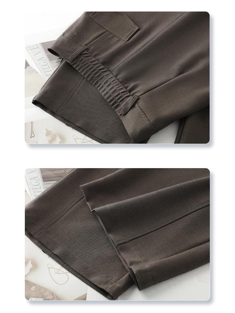 Women's 2025 Beige Wide-Leg High-Waisted Slimming Pants - Spring & Autumn Casual Straight-Leg Trousers