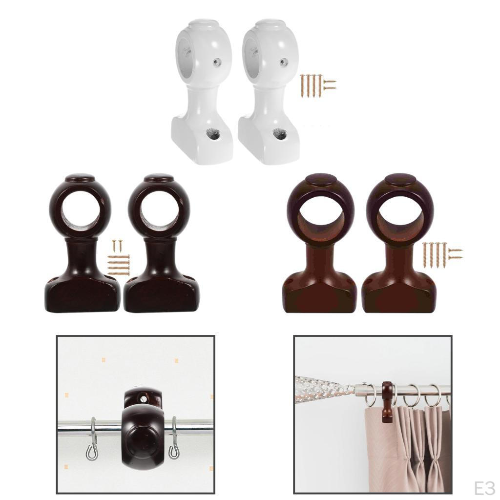 2 Pieces Curtain Rod Bracket Heavy Duty with Random Color Screw Accessory Wall Mount