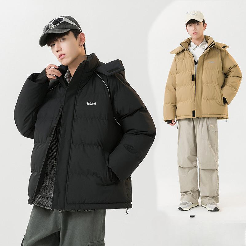 Padded-on Men's Coat Winter Cold-proof Padded Clothes Hooded New Youth Padded Jacket Couple Thickened