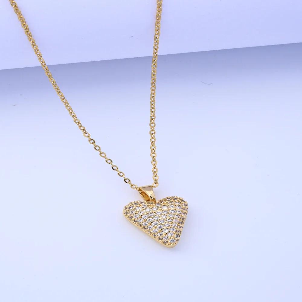 High Version Light Luxury Micro Inlay Love Pendant Titanium Steel Necklace Women's Fashion Versatile Net Red Full of Diamonds Fe
