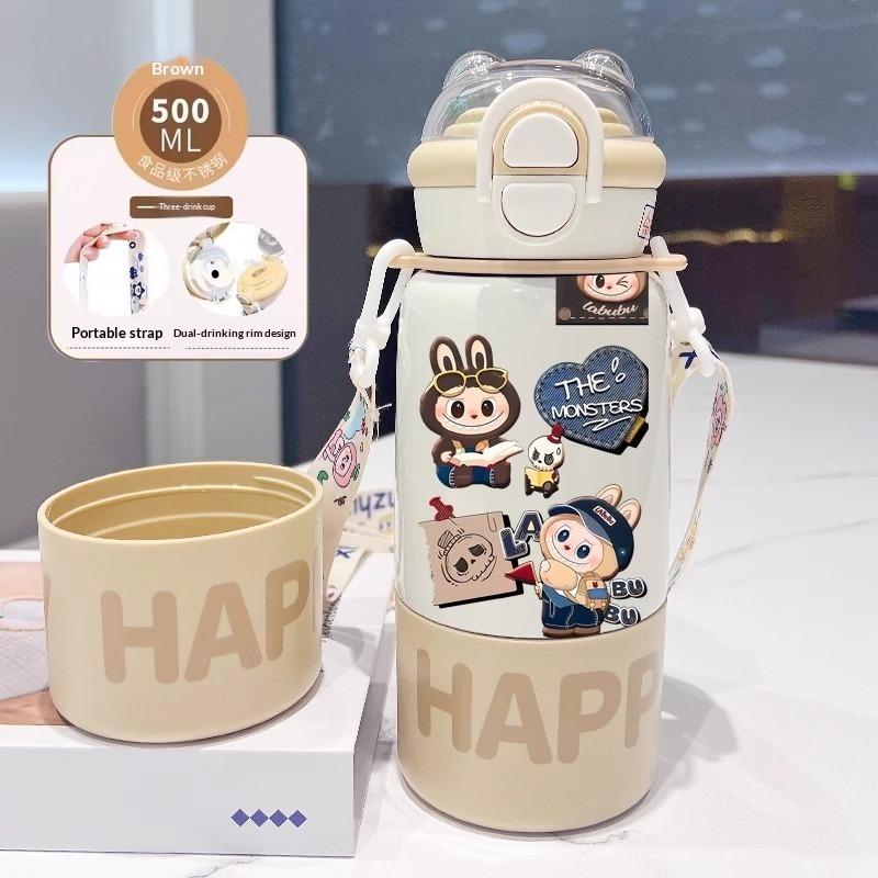 Thermos Cup Children's Double Cup Lid Water Cup Student Use School Convenient Thermal Insulation Pot