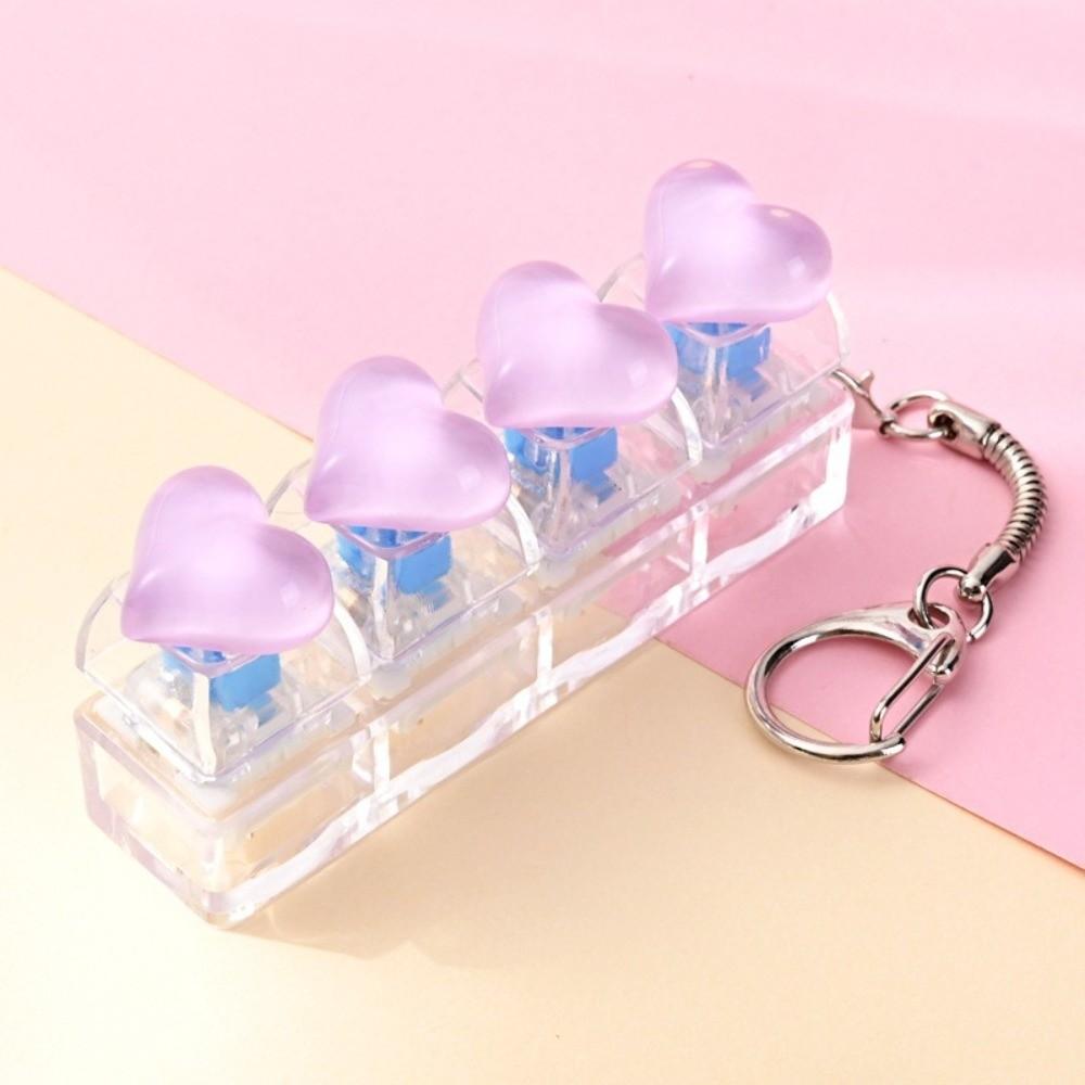 Heart Heart Keycap Fidget Keychain Crystal Clicker Button Keycap Keychain Adults