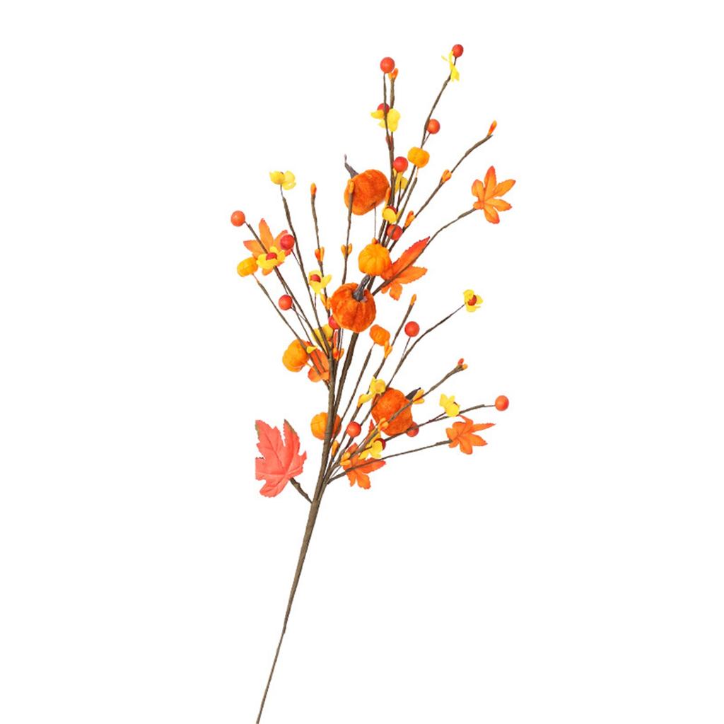 Artificial Pumpkin Maple Leaf Berry Branch for Autumn Harvest Thanksgiving Table Centerpiece Festival Arrangement Decor