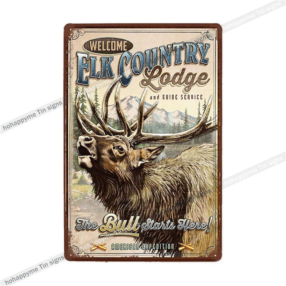 Metallschild im Vintage-Stil, für Männerhöhle, Blechmalerei, Poster, Jagdhunde, Hirsche, Retro-Wandkunst, Eisenplatten, Dekoration, Plakette, 20 x 30 cm