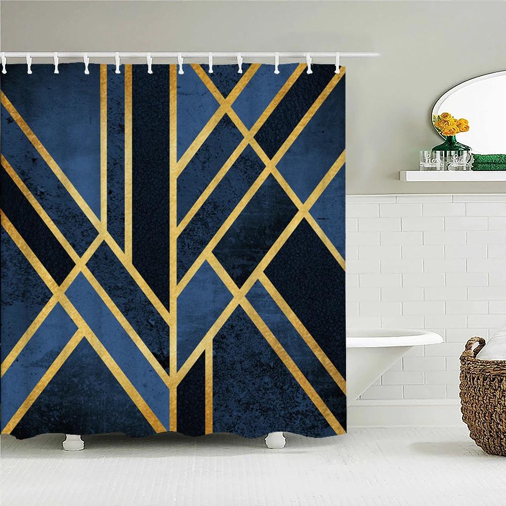 Waterproof Polyester Fabric 3D Bath Curtain Geometric Figure for Bathroom Curtain Shower Curtain Long 180*200cm