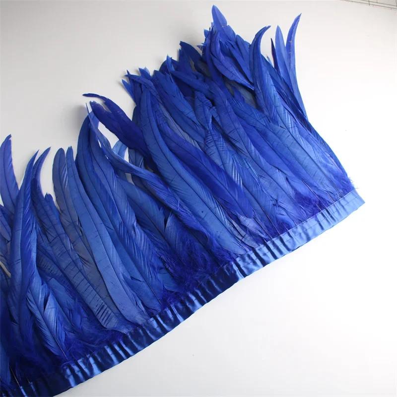 10Yard/lot Rooster Tail Feathers Trims for Needlework DIY Handicrafts 25-30cm Feather Fringes for Clothes Carnival Accessories