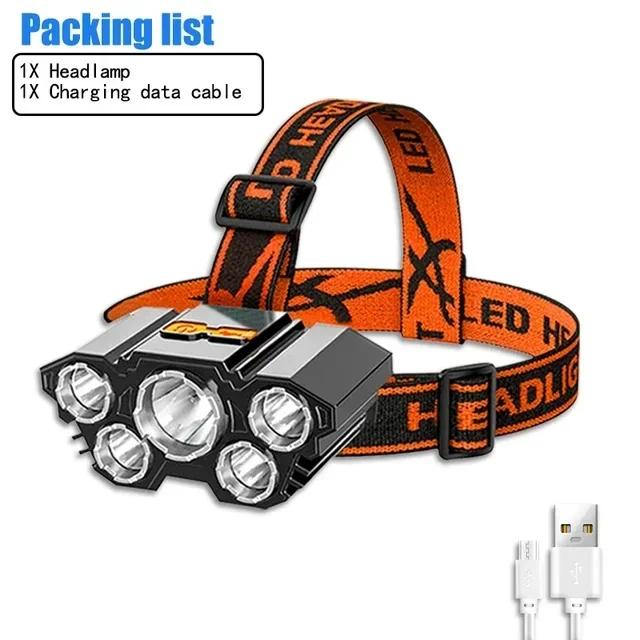 Multifunctional 8 LED Headlamp USB Rechargeable 8 Modes Headlight Lamps Flashlight COB Headlights Waterproof for Camping Fishing