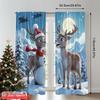 2pcs 2D flat printing Christmas Curtain Christmas Snowman Reindeer Sleigh Fabric Without Electricity 0 for New Year Celebrations