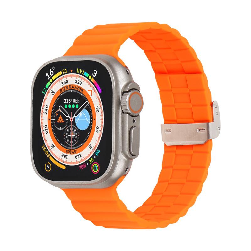 Luxury Loop Wave Buckle Bamboo Joint Silicone for Samsung Watch Strap 22mm Push Button Watch Band for Apple Watch