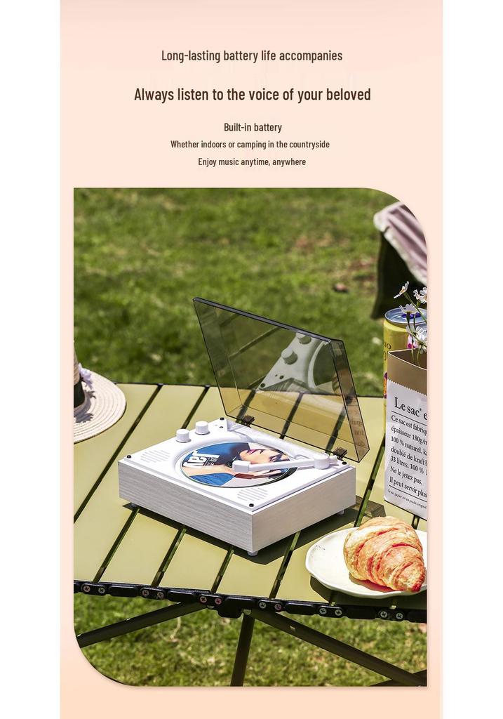In Stock Portable Retro CD Player with Wireless Bluetooth and Record Album Capability