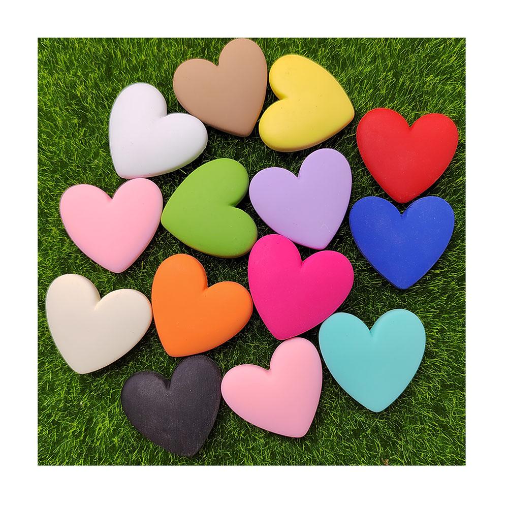 Matte Color 36mm Resin Planar Heart Flatback Cabochon for Brooch Key Chain Making Accessory Scrapbook Ornament