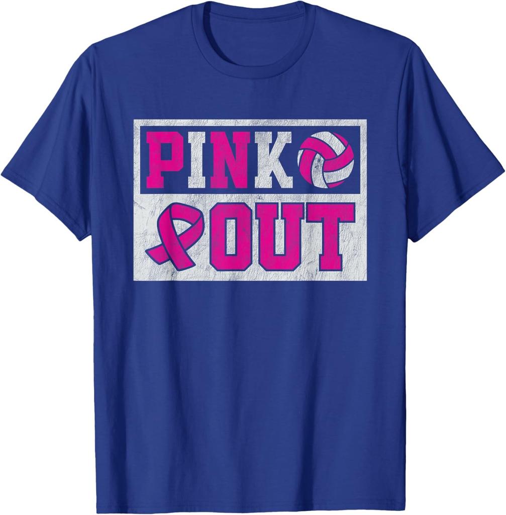 Pink Out Volleyball Ribbon Breast Cancer Awareness Unisex T-Shirt