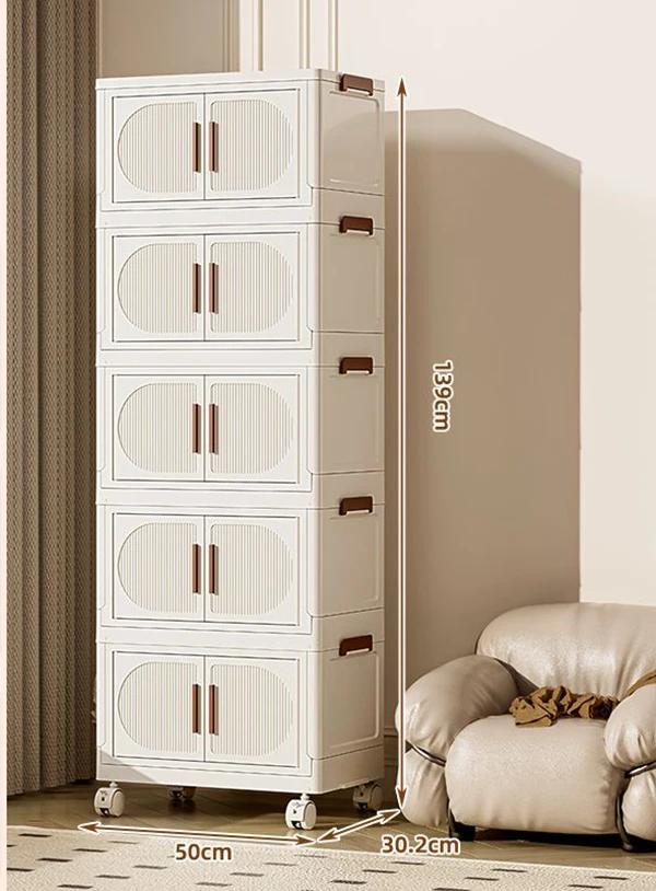 Folding Storage Box Storage Cabinet With Wheels Multifunctional Box With Pulley Household Sorting Wardrobe Organizer Container