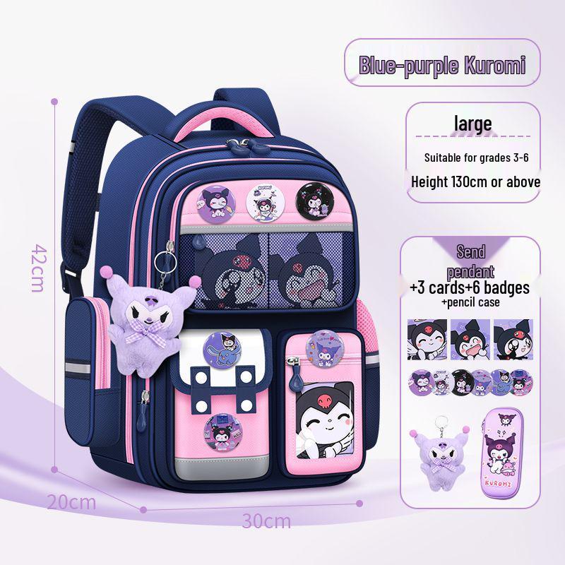 Kuromi Spine Protection Backpack for Grades 3-6 Girls