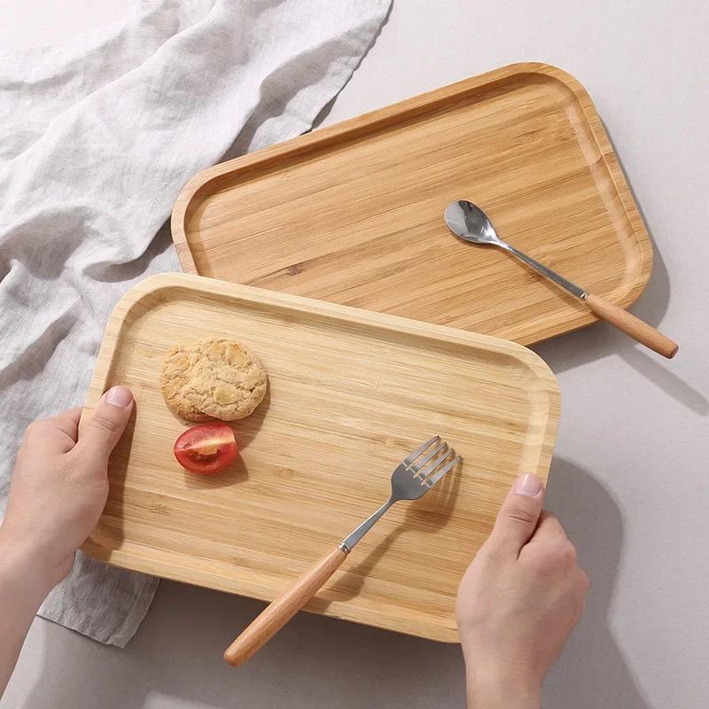 Japanese Wooden Tray Tableware Dessert Tray Breakfast Bread Dried Fruit Plate Tea Cup Coffee Coasters Household Storage Plates