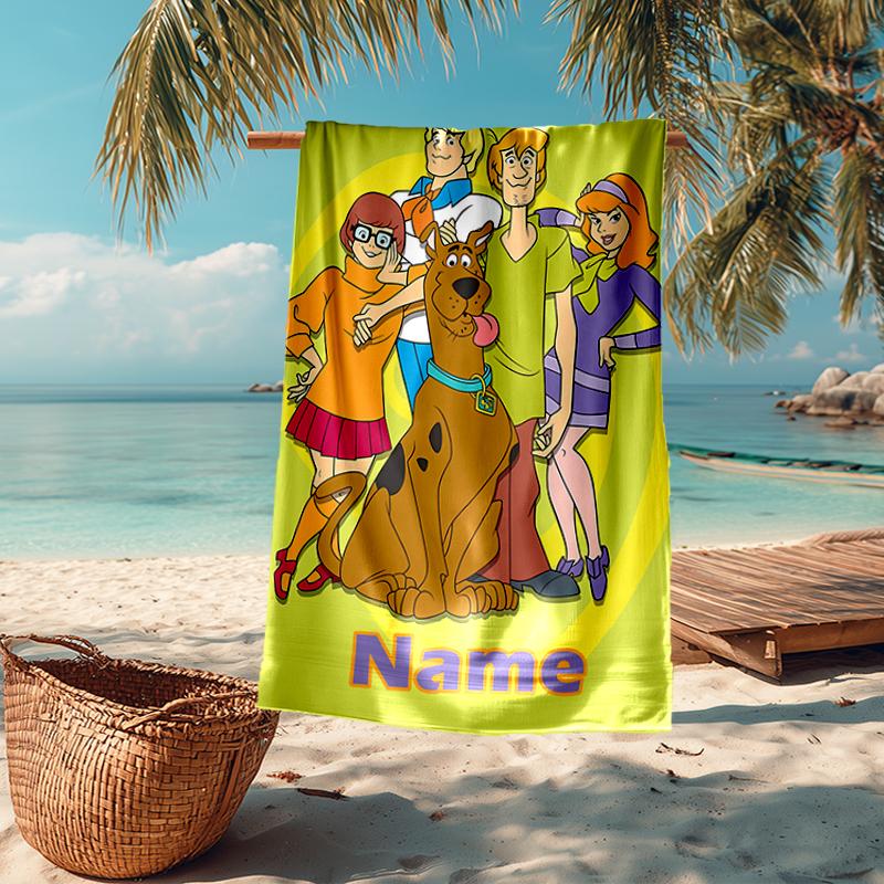 Custom Name Ultra-Soft Beach Towel with Scooby-Doo Theme,Ideal for Pool - Camping, Diving - Perfect Travel Essential, Vibrant Beach Towel.