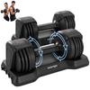 Quick-Adjustable Dumbbells, 5 Levels, 2 X 11 Kg, Safety Lock, Non-Slip Handle, Storage Bases, Black