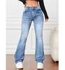 Fashion Whitish Micro Flared Jeans Women High Waist Slim Fit Denim Pants Female Four Seasons Casual Commuter Trousers Streetwear