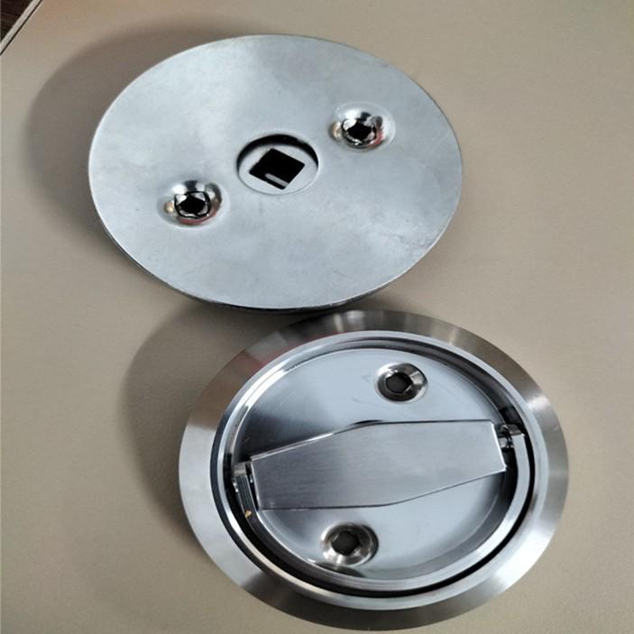 Stainless Steel Invisible Door Lock with Pull Ring, Single/Double-Sided Mounted Round Handle.