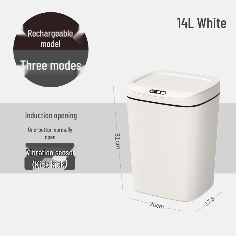 2026 Stylish Induction Trash Can: 16L Large Smart Bin with Odor-Sealed Lock for Home Use