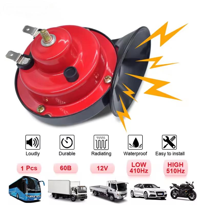 Modified Car Snail Shaped Horn High Pitched Universal Whistle Waterproof Car Motorcycle Modified 12V High And Low Dual Tone Horn