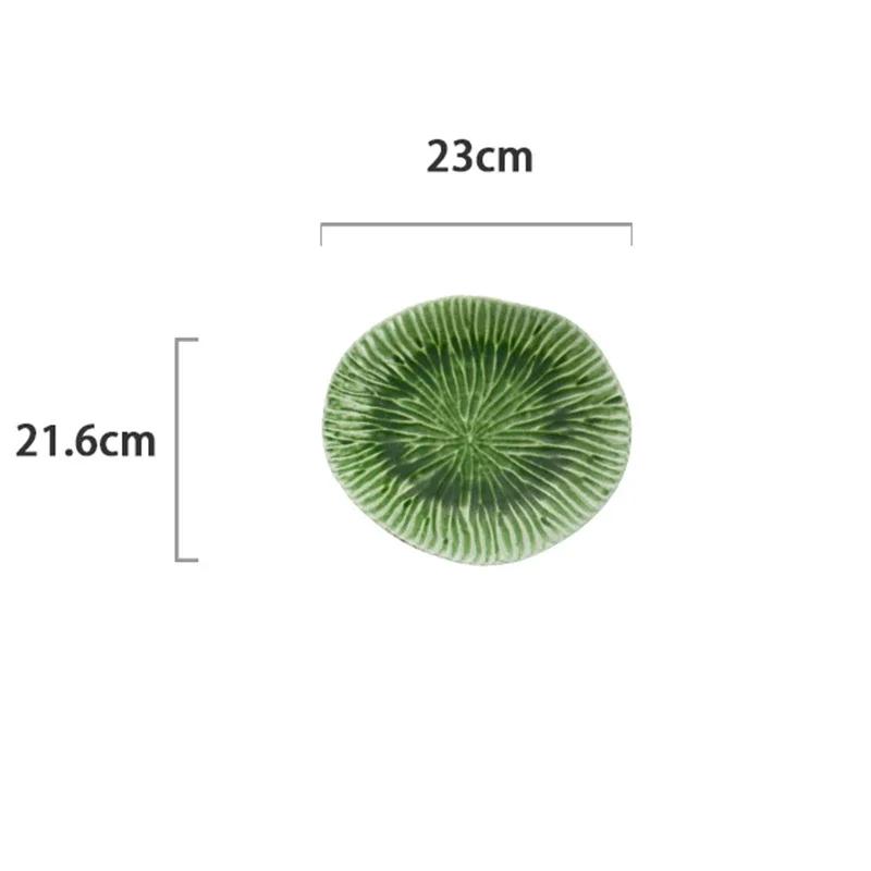 Kreativ Uregelmessig Keramisk Tallerken Håndlaget Utsøkt Grønt Lotusblad Tallerkener Hjem Ettermiddagste Desserttallerken Unikt Servise