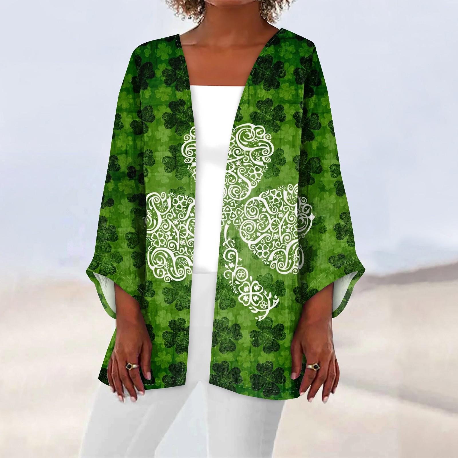 

Женская повседневная мода Caot Printed Lightweight Medium Long Jacket Cardigan L армия зеленый