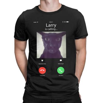 Evil Larry Cat Grappige Kat Meme Liefhebber T-Shirt Unisex Vintage 100% Katoen T-Shirt Ronde Hals Korte Mouw T-Shirt Grafisch