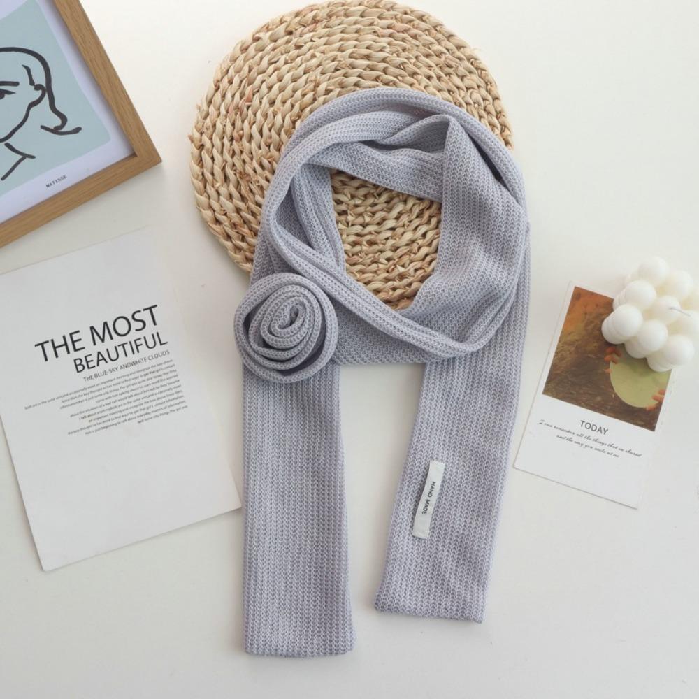 

Cravat Rose Flower Scarves Neckerchief Decoration Collar Flower Decoration Long Scarf Women серый
