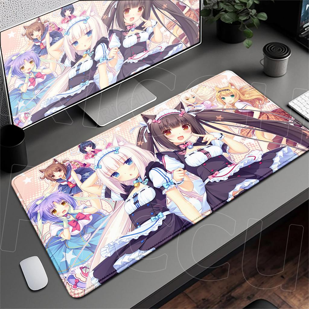 Anime Nekopara Cute Girl Carpet Large Computer Desktop Protect Cushion XXL Gaming Lock Edge Thicken Mouse Pad Speed Keyboard Mat