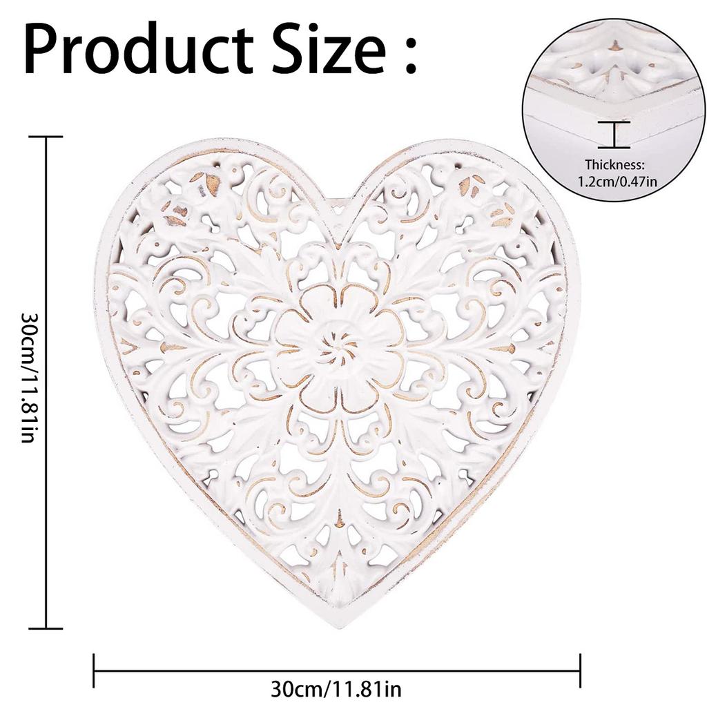 Wooden Wall Decor Floral Hollow Carved Wall Panel Hanging Decor Rustic Wall Art Sculpture Home Wall OrnamentValentine's Day Gift