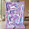 Fantasy Forest Unicorn Theme blanket Lightweight Warm Flannel Blanket Decorative Throw Blanket for Home Decoration