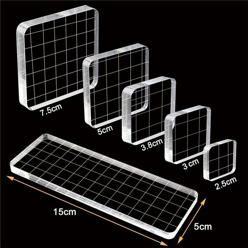 A60Z12 Pieces Stamp Blocks Acrylic Clear Stamping Blocks Tools With Grid Lines For Scrapbooking Crafts Makingmay