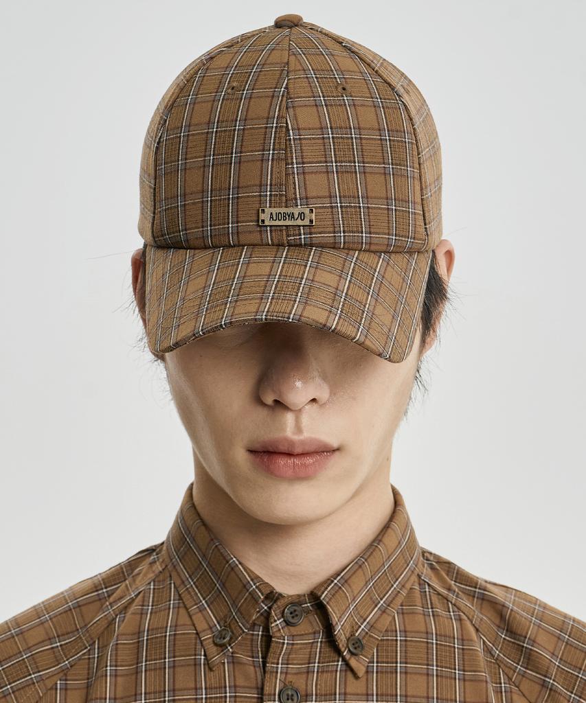 AJOBYAJO Check Baseball Cap [Camel]