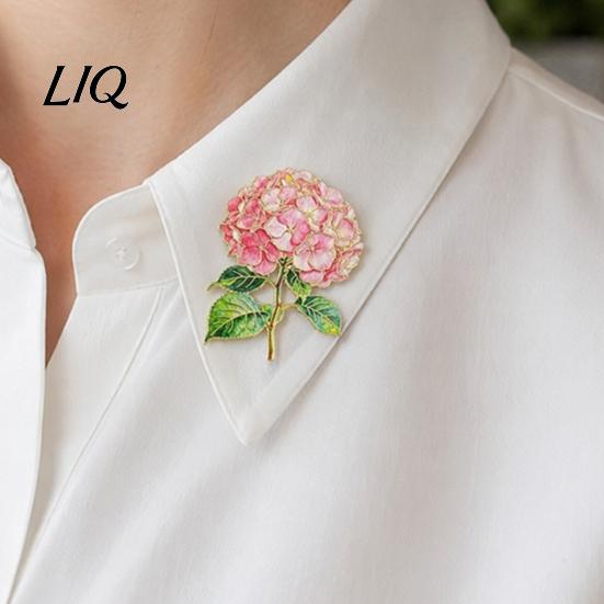 Fabric-friendly Brooch Pin, Enamel Hydrangea Shape Lapel Polished Edges Backpack Literary Style Decorative Badge for Coat Collars Scarves Canvas Bags