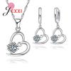 925 Sterling Silver Jewelry Sets Romantic Lovely CZ Crystal Necklace Pendant Earrings for Women Valentines Day Wedding
