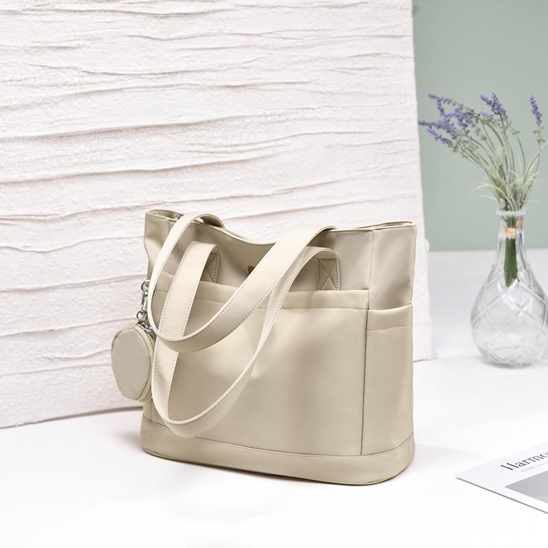 Large Capacity Shoulder Bag Solid Color Tote Bag Student Handbag