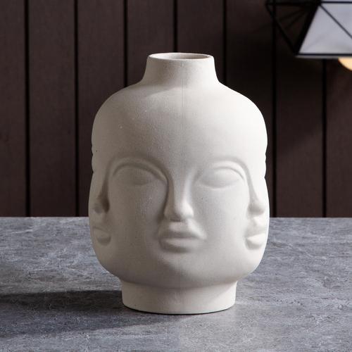 Nordische Keramik-Gesichtsvase Modernes Wohnzimmer Lippenblume Leichter Luxus Ausdruck Halbes Gesicht Dekoration Heimdekorationszubehör