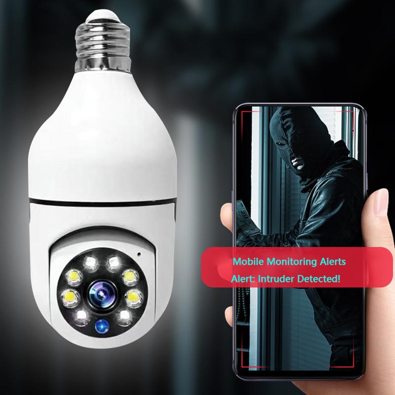 E27 Bulb Wifi Surveillance Camera Automatic Human Tracking Digital Zoom Full Color Night Vision Indoor Monitor Camera