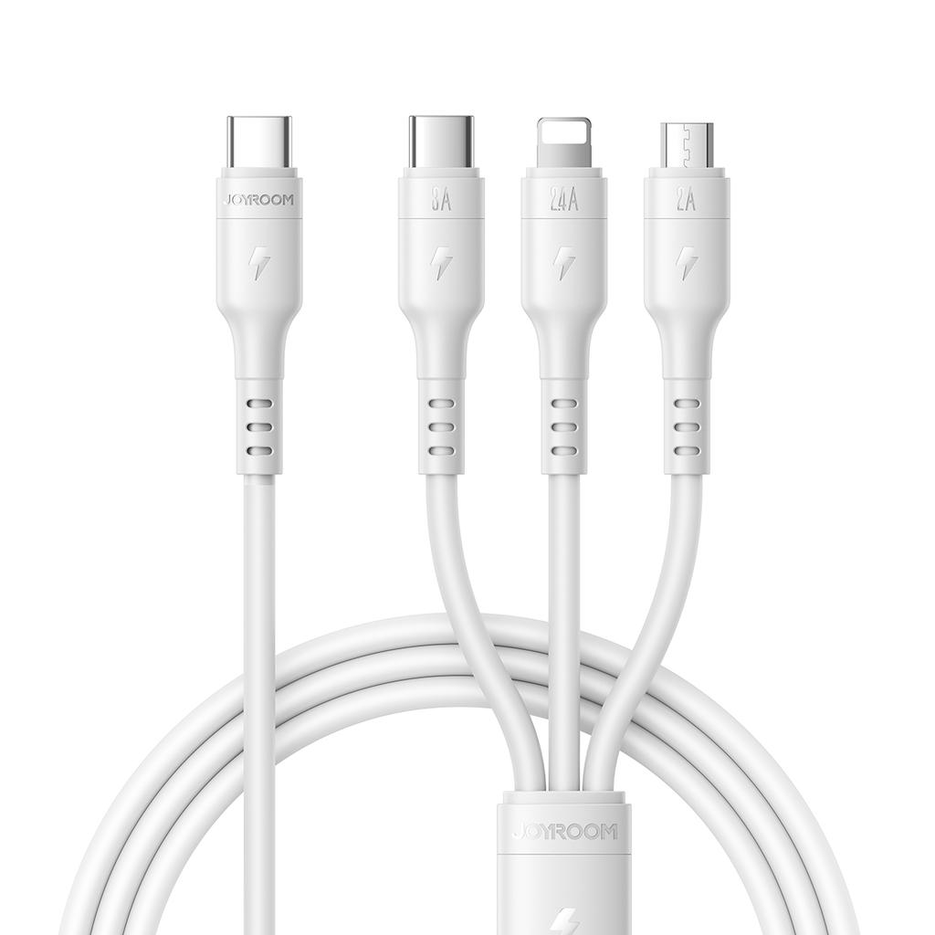 JOYROOM S-A61 3 in 1 Charging Cable Type-C to Type-C/iP/Micro USB 3.5A 1.2m Fast Charging Cord