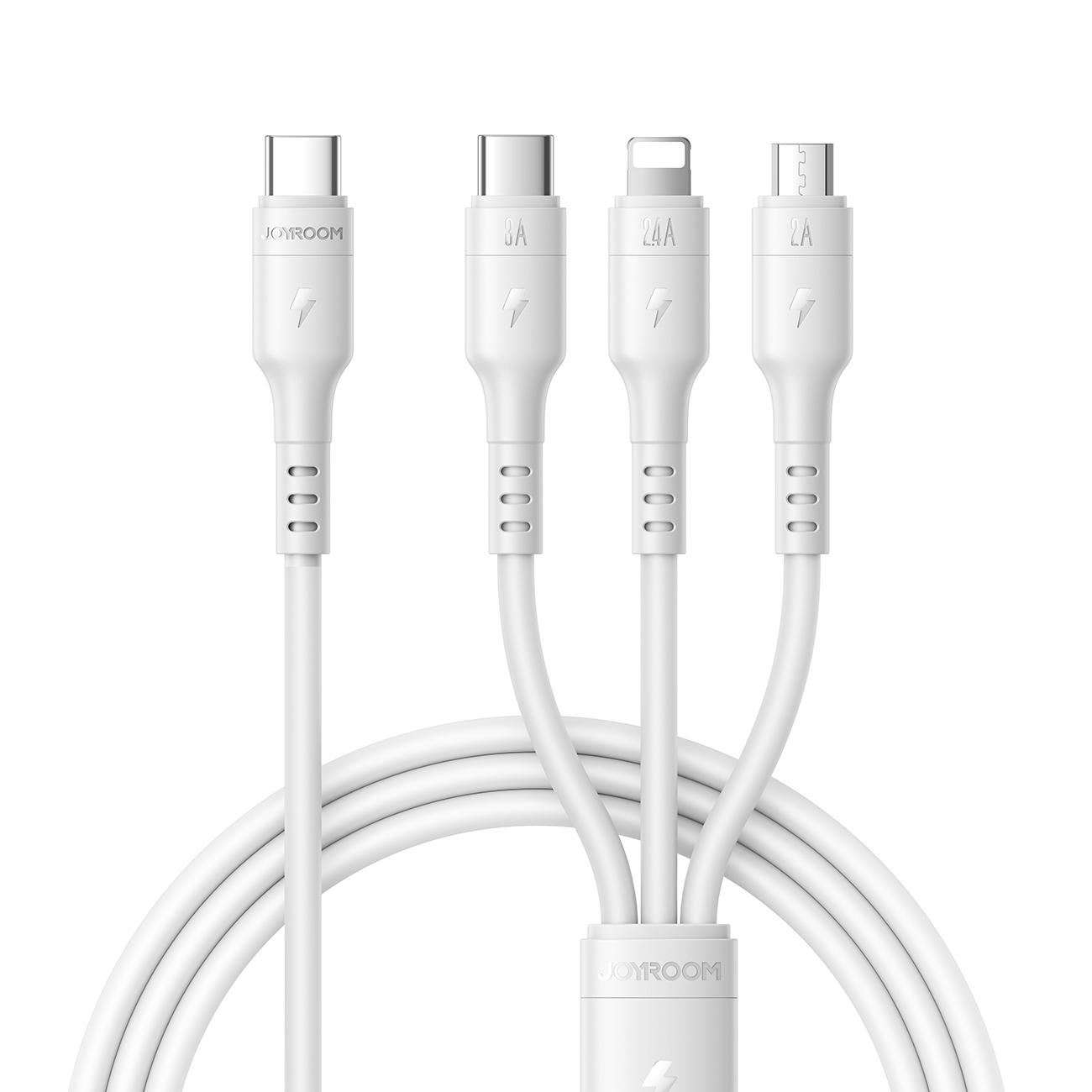 JOYROOM S-A61 3 in 1 Charging Cable Type-C to Type-C/iP/Micro USB 3.5A 1.2m Fast Charging Cord