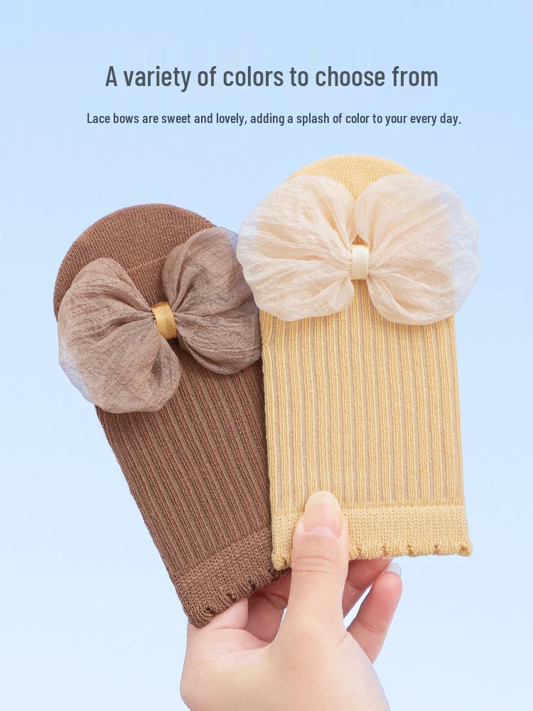 25 Pack Non-Slip Baby Floor Socks with Lace Bow - Spring & Autumn Style, Class A, Boneless, Loose Fit for Girls