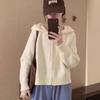 Women's Korean Style Hooded Knit Cardigan with Double Zipper - Autumn/Winter Chic, Niche Design, Layering Short Style
